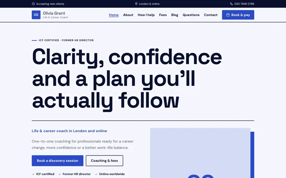 Momentum website design for coaches