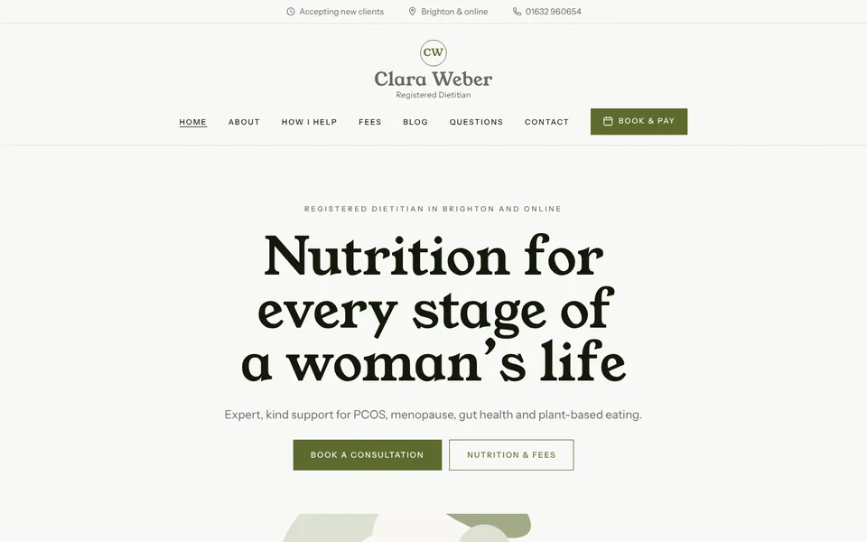 Linen website design for nutritionists & dietitians
