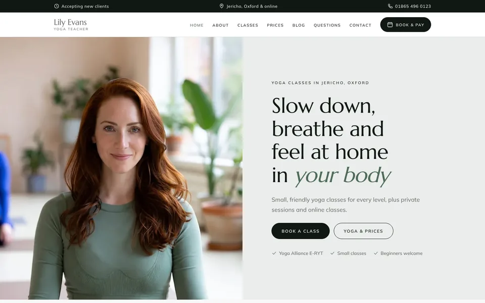 Lotus website design for yoga & pilates